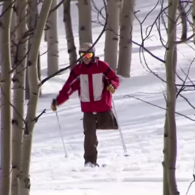 одноногий мужик на лыжах Гиф - Гифис